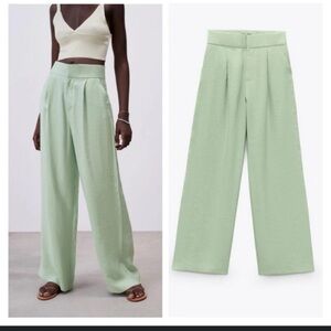 Zara nwot light green spring trousers high waisted S mint boho classic pants